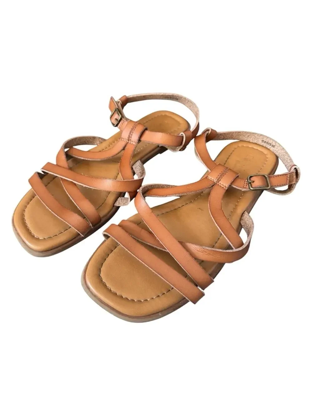 Cupcake Couture Girls’ Tan Strappy Flat Velcro Sandals Size 4